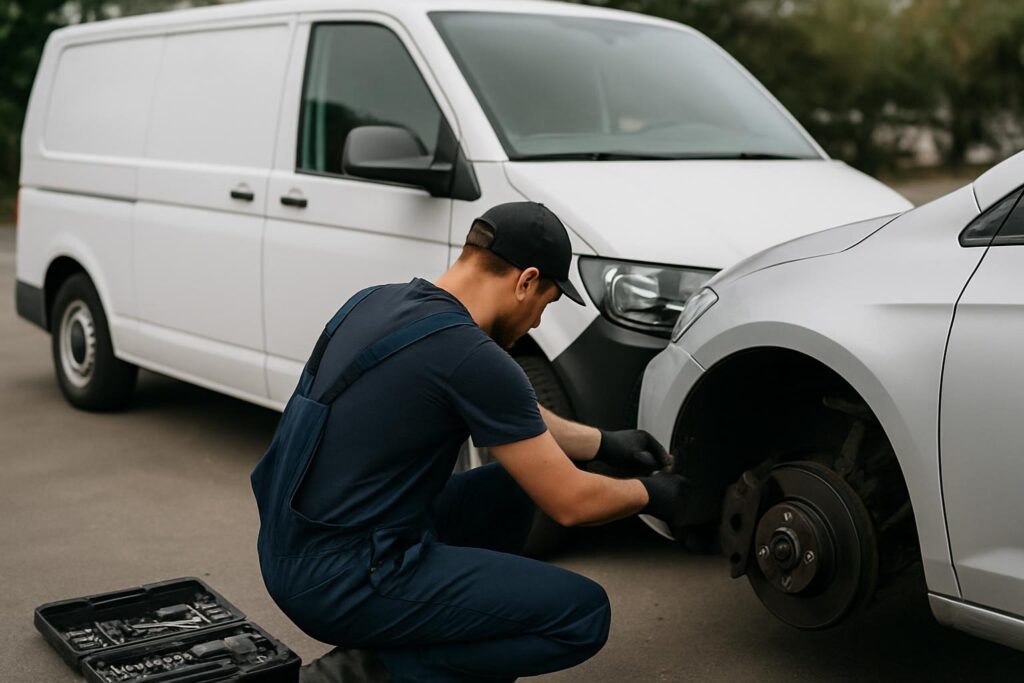 Mobile mechanic working on a vehicle in Sandy Springs, GA