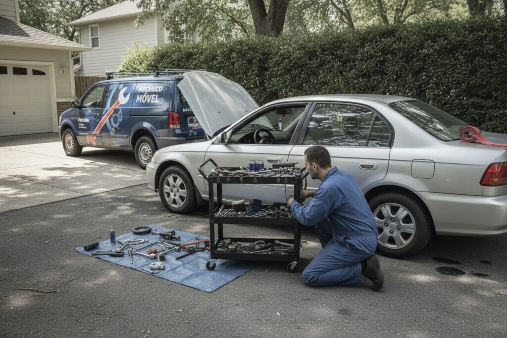 Mobile mechanic providing on-site auto repair service in Metro Atlanta